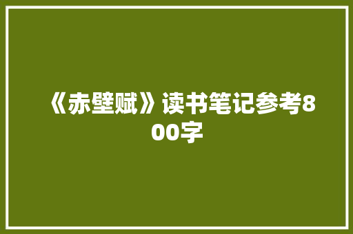 《赤壁赋》读书笔记参考800字