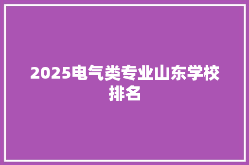 2025电气类专业山东学校排名