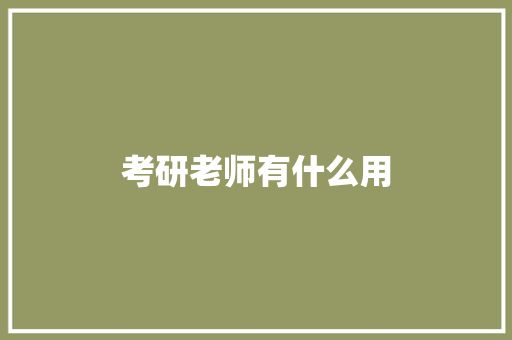 考研老师有什么用