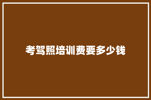 考驾照培训费要多少钱