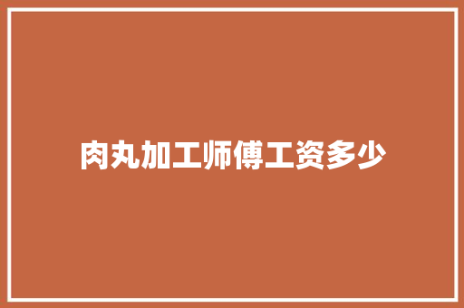 肉丸加工师傅工资多少