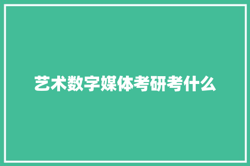 艺术数字媒体考研考什么