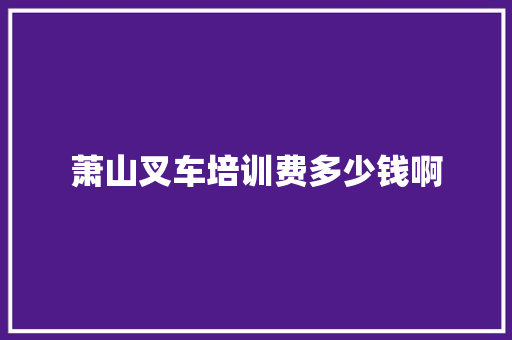 萧山叉车培训费多少钱啊 范文赏析