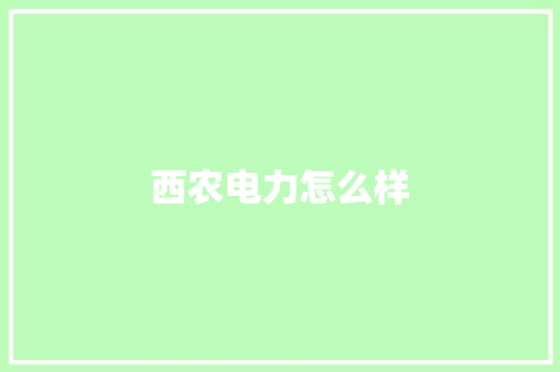 西农电力怎么样