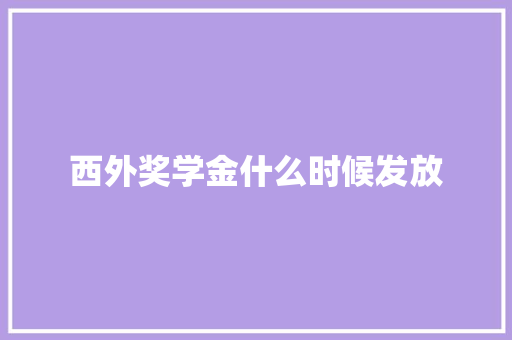 西外奖学金什么时候发放