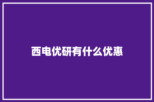 西电优研有什么优惠
