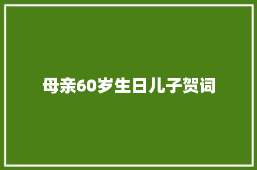 母亲60岁生日儿子贺词 诗歌创作