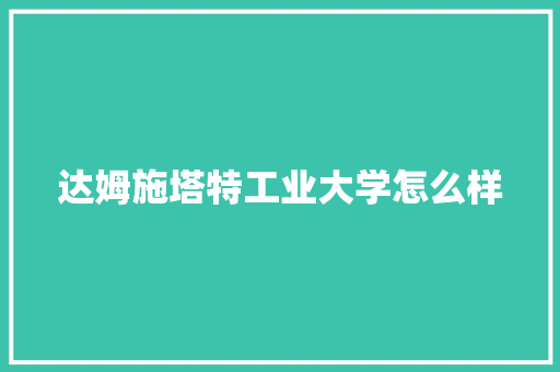 达姆施塔特工业大学怎么样