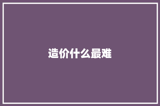 造价什么最难