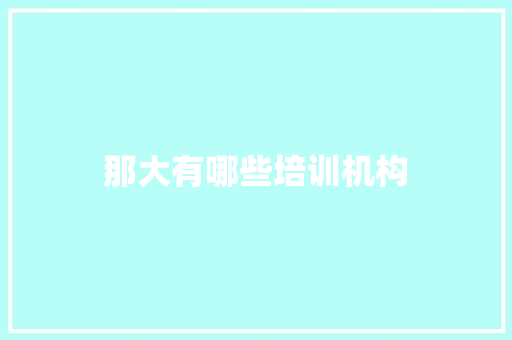 那大有哪些培训机构