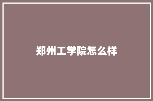 郑州工学院怎么样