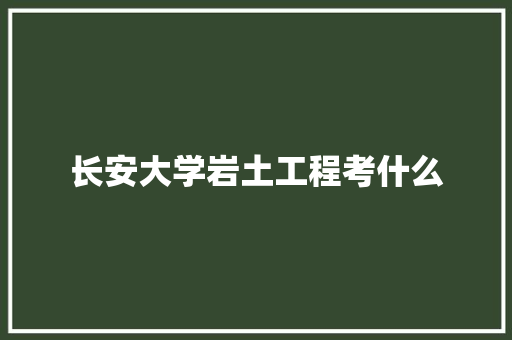 长安大学岩土工程考什么