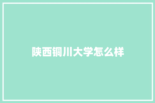 陕西铜川大学怎么样
