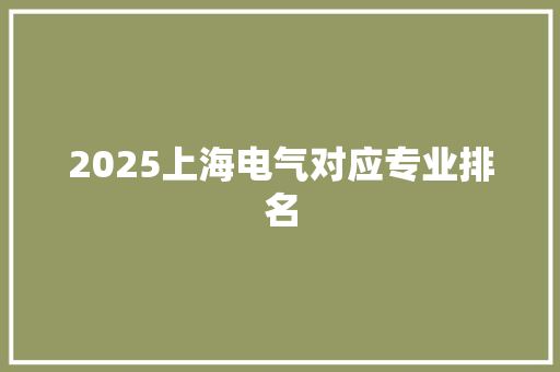 2025上海电气对应专业排名