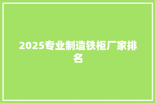 2025专业制造铁柜厂家排名