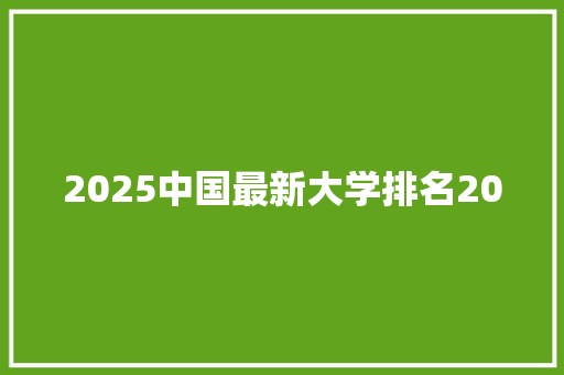 2025中国最新大学排名20
