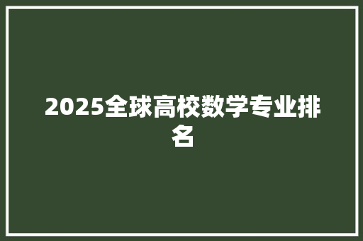 2025全球高校数学专业排名
