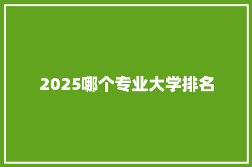 2025哪个专业大学排名