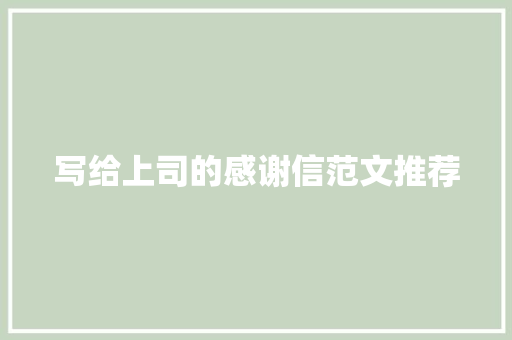 写给上司的感谢信范文推荐 商业文案