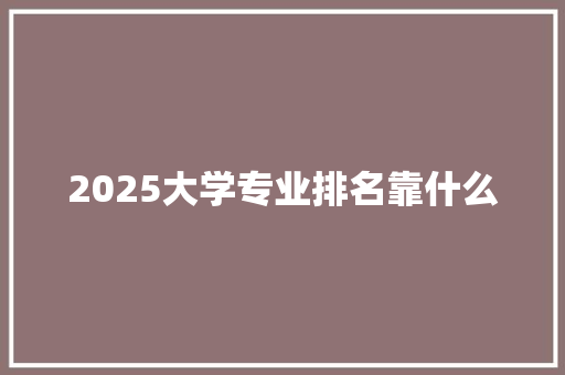 2025大学专业排名靠什么