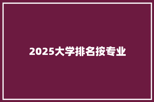 2025大学排名按专业