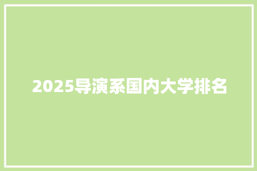 2025导演系国内大学排名