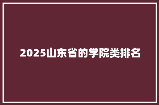 2025山东省的学院类排名