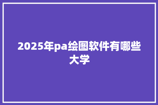 2025年pa绘图软件有哪些大学