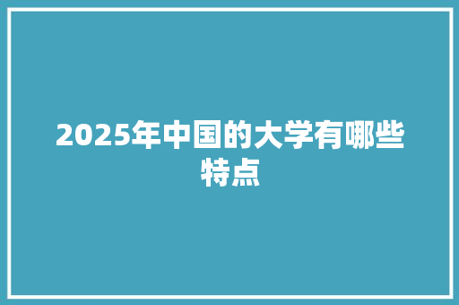 2025年中国的大学有哪些特点