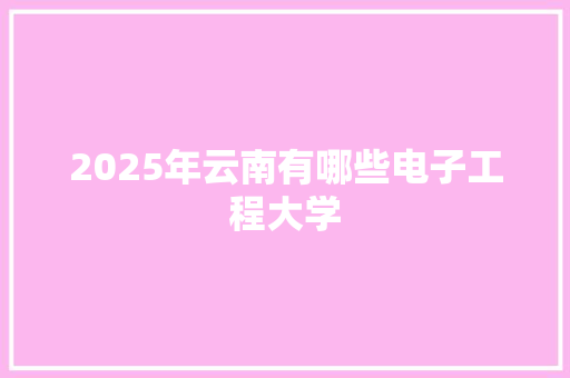 2025年云南有哪些电子工程大学 词汇积累