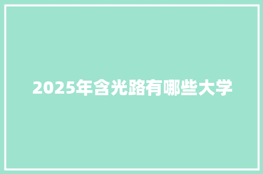 2025年含光路有哪些大学