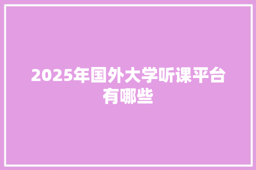 2025年国外大学听课平台有哪些 词汇积累