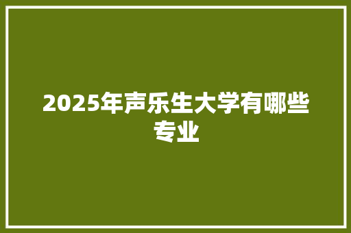 2025年声乐生大学有哪些专业