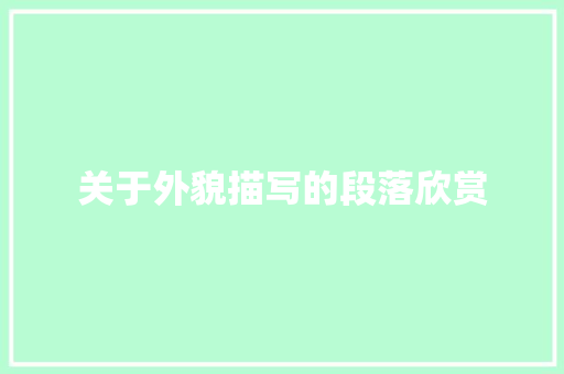 关于外貌描写的段落欣赏