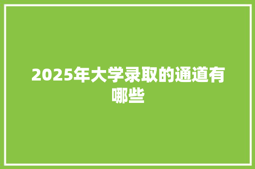 2025年大学录取的通道有哪些