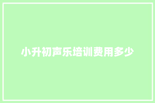 小升初声乐培训费用多少