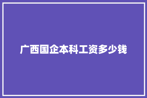 广西国企本科工资多少钱