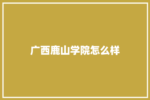 广西鹿山学院怎么样