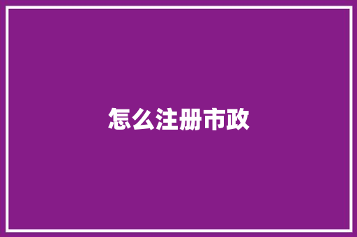 怎么注册市政