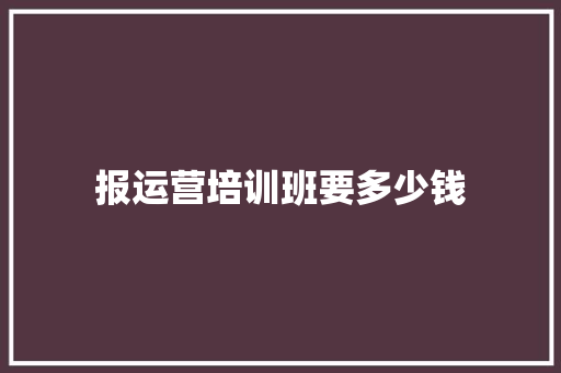 报运营培训班要多少钱