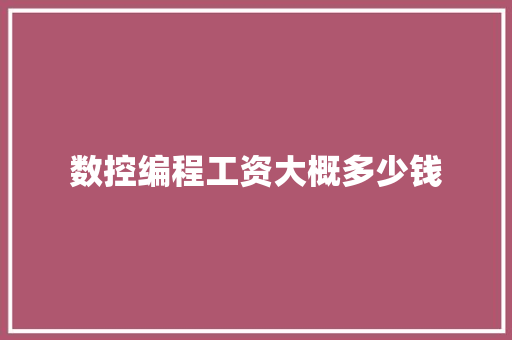 数控编程工资大概多少钱