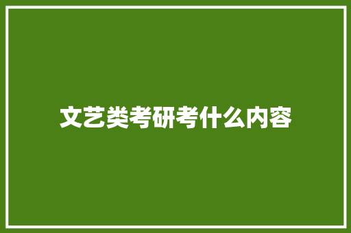 文艺类考研考什么内容