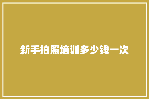 新手拍照培训多少钱一次