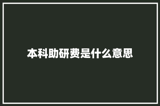 本科助研费是什么意思