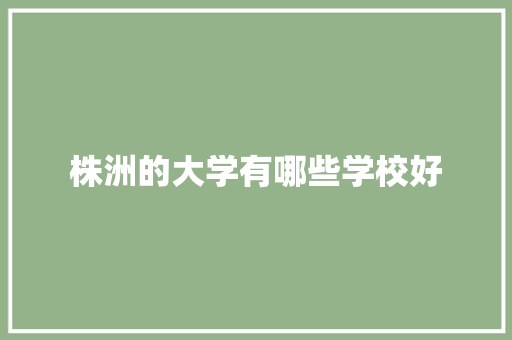 株洲的大学有哪些学校好
