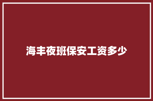 海丰夜班保安工资多少