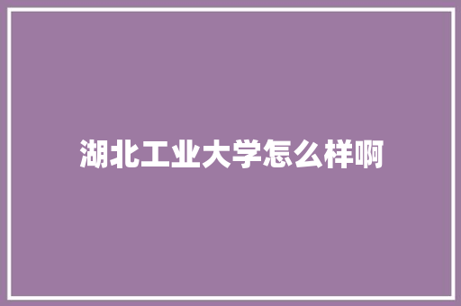 湖北工业大学怎么样啊