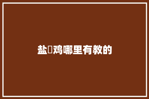 盐焗鸡哪里有教的