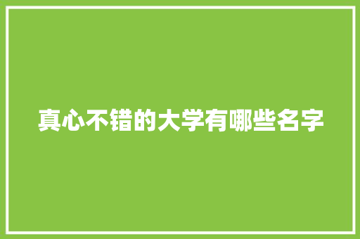 真心不错的大学有哪些名字