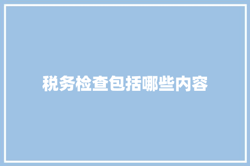税务检查包括哪些内容